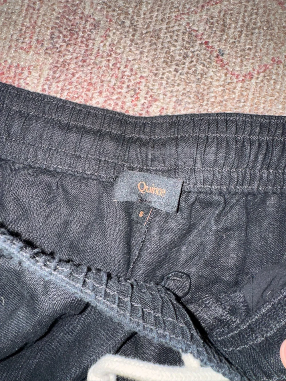 Quince European linen black drawstring beach pants size small like new